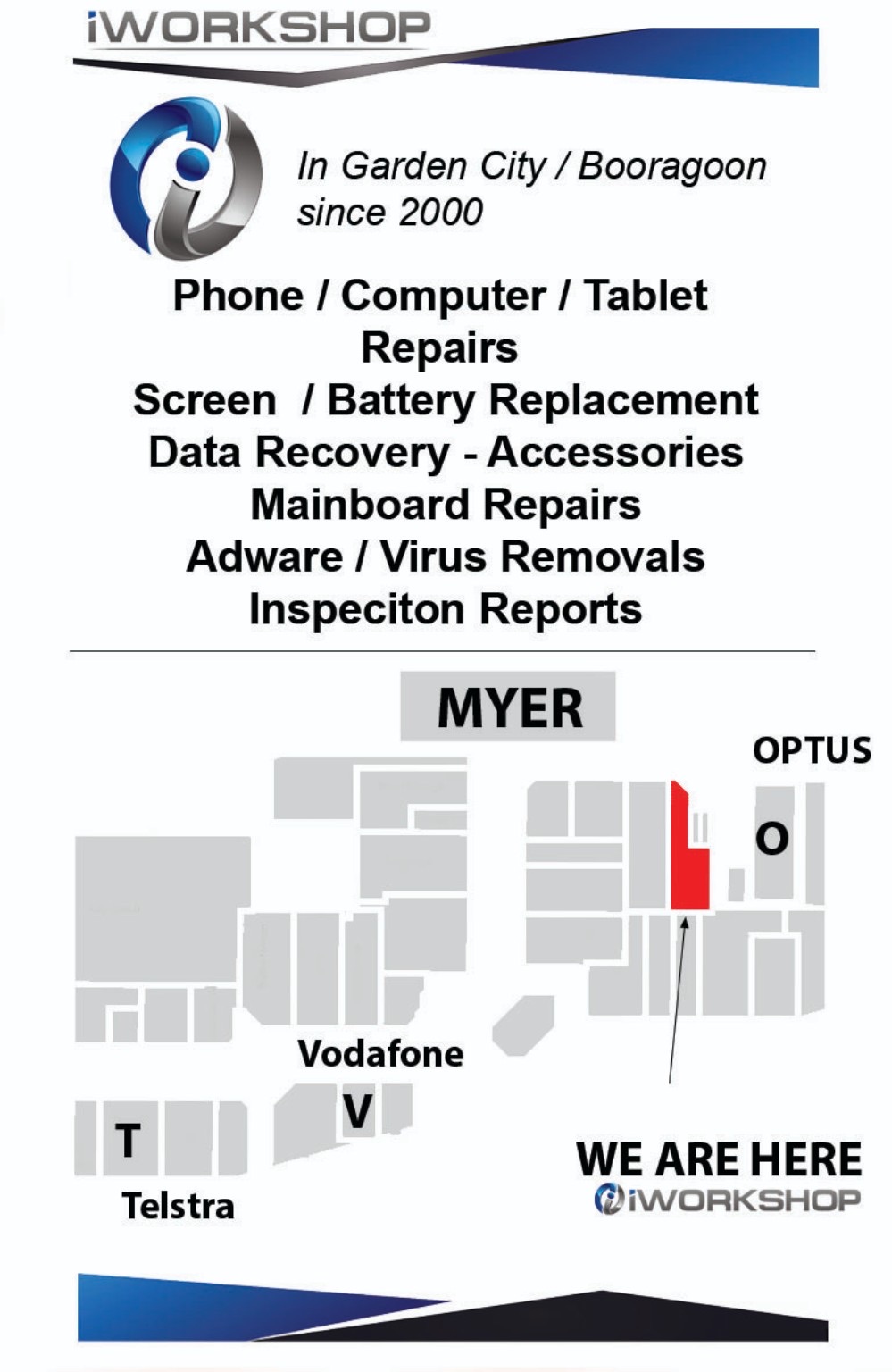 Location map for iWorkshop inside Westfield Booragoon