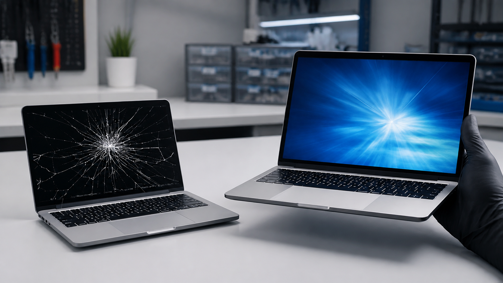 Laptop repair scene